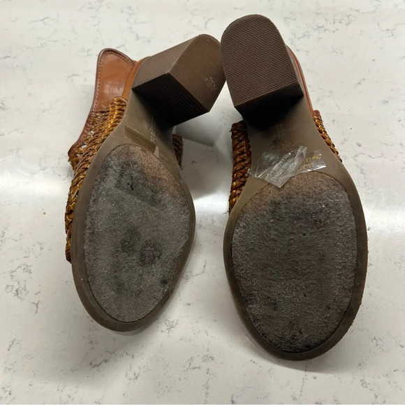 Brown Block Heel Covered Peep Toe Ankle Booties Size 8.5 - Picture 5 of 10